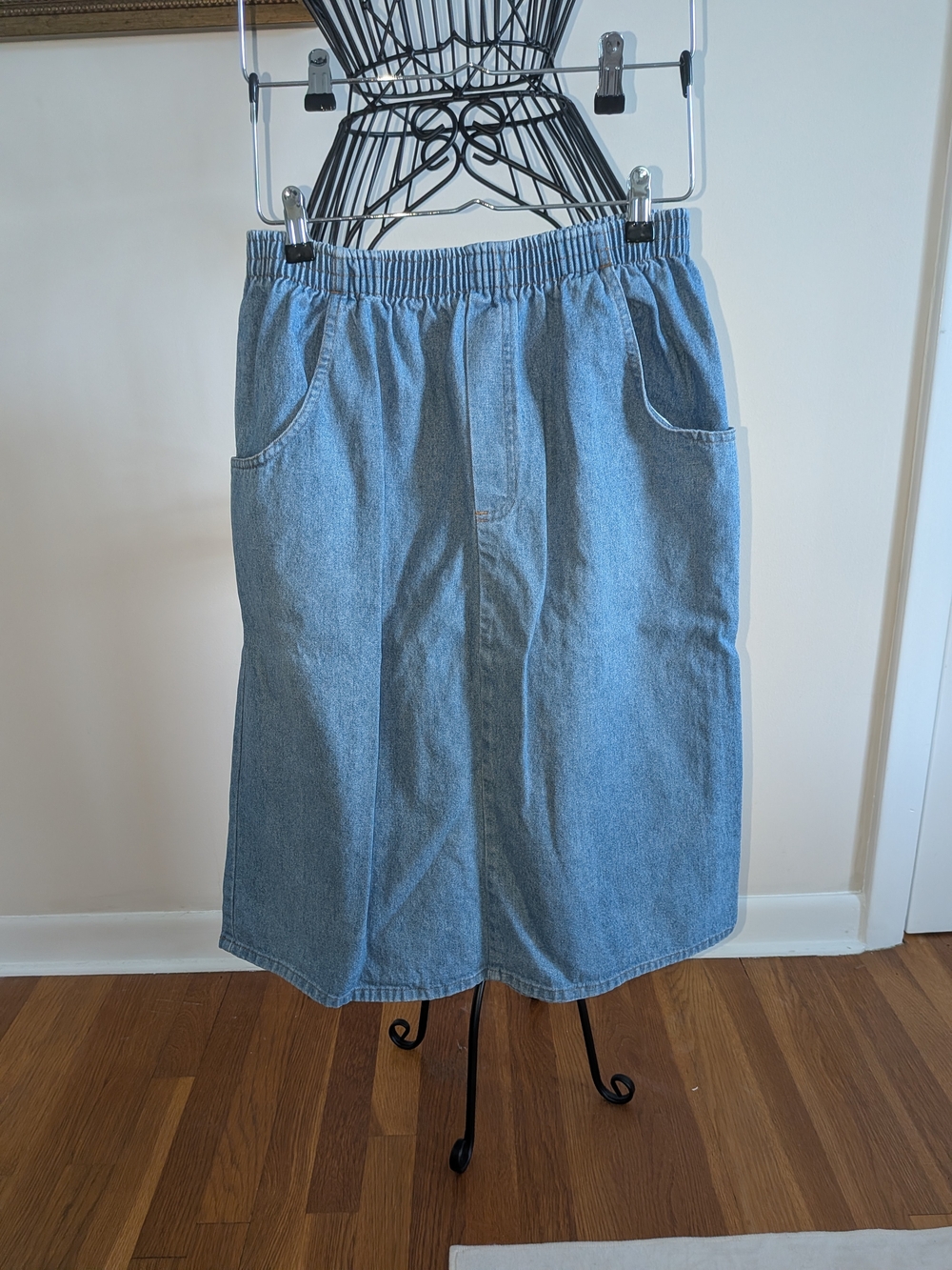 Cabin Creek Elastic Waist Denim Skirt Size 14 100% cotton